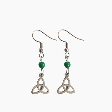Boucles d'Oreilles Âme Celte Turquoise, Jaspe vert, Lapis lazulli