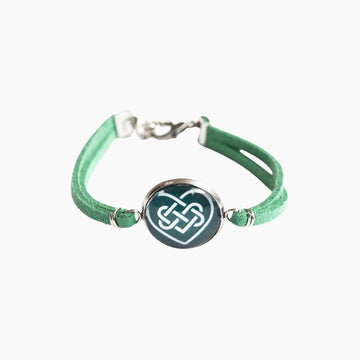 Bracelet Breton Mixte Cœur Celte en Suédine verte 