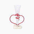 Duo Coeur Verre à Champagne Rouge Passion et Galet Blanc
