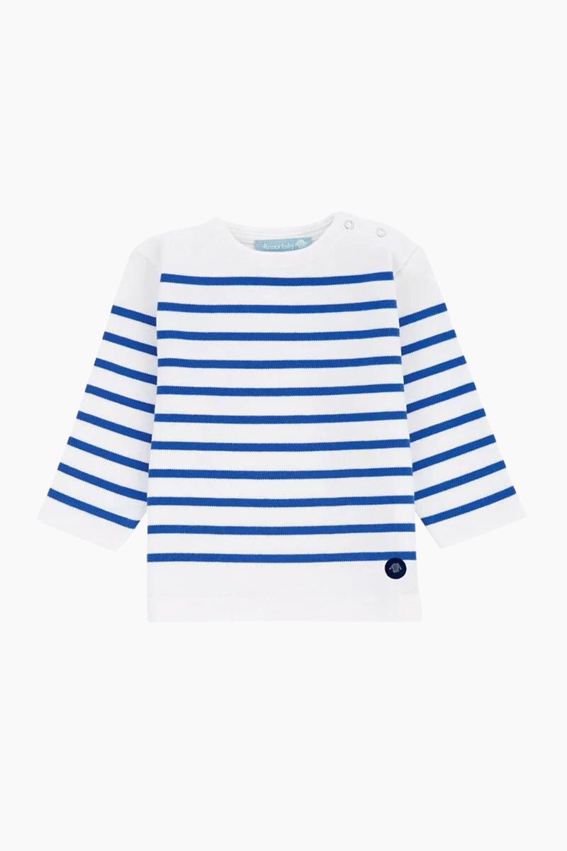 Marinière "Amiral" Baby en Coton Epais blanc etoile
