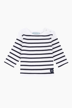 Marinière "Amiral" Baby en Coton Epais blanc navire