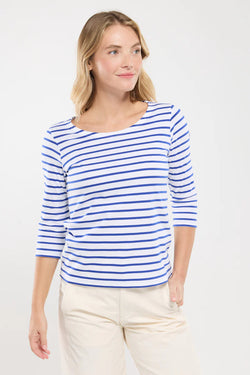 Mariniere-Cap-Coz-en-coton-leger-blanc-etoile-face