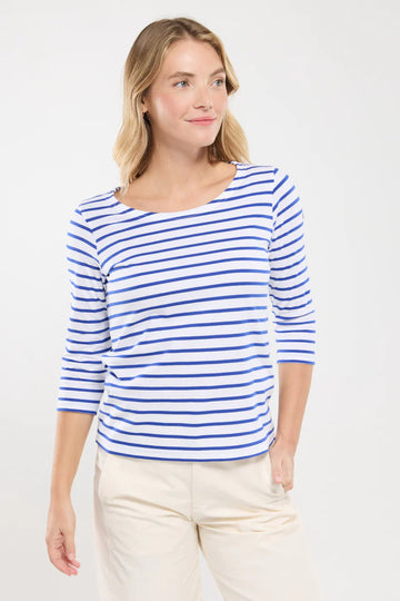Mariniere-Cap-Coz-en-coton-leger-blanc-etoile-face