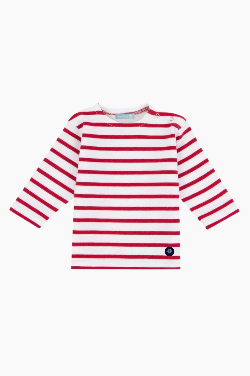 Marinière "Loctudy" Baby en Coton Epais blanc braise
