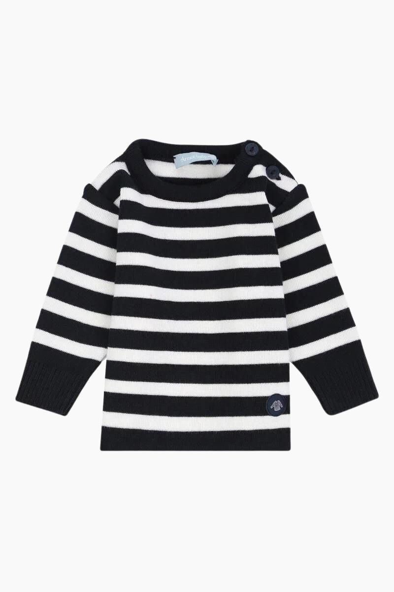 Pull Marin "Briac" Baby en Laine Mérinos navire nature
