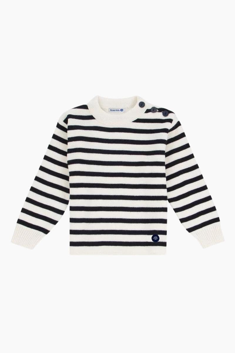 Pull Marin Rayé "Fouesnant" Kids en Laine et Acrylique navire nature