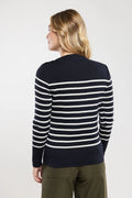 Pull Marin rayé Paimpol rich navy - milk vue de dos - Armor Lux