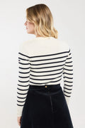 Pull Marin rayé Paimpol milk - rich navy vue de dos - Armor Lux 
