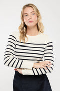 Pull Marin rayé Paimpol milk - rich navy - Armor Lux 