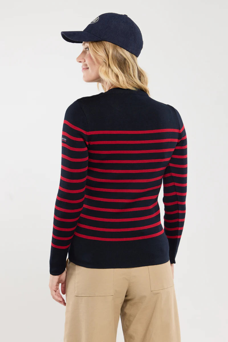 Pull marin rayé Paimpol - Rich Navy - Braise - vue dos - Armor Lux