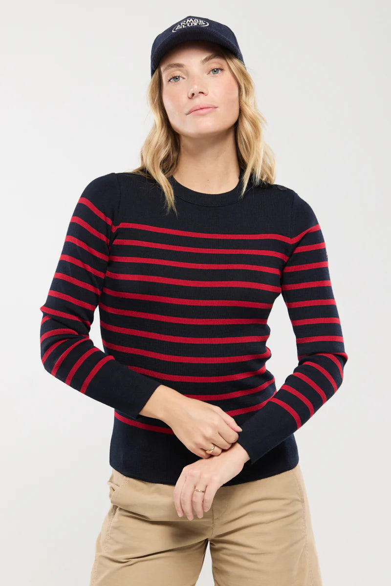 Pull marin rayé Paimpol - Rich Navy - Braise - Armor Lux