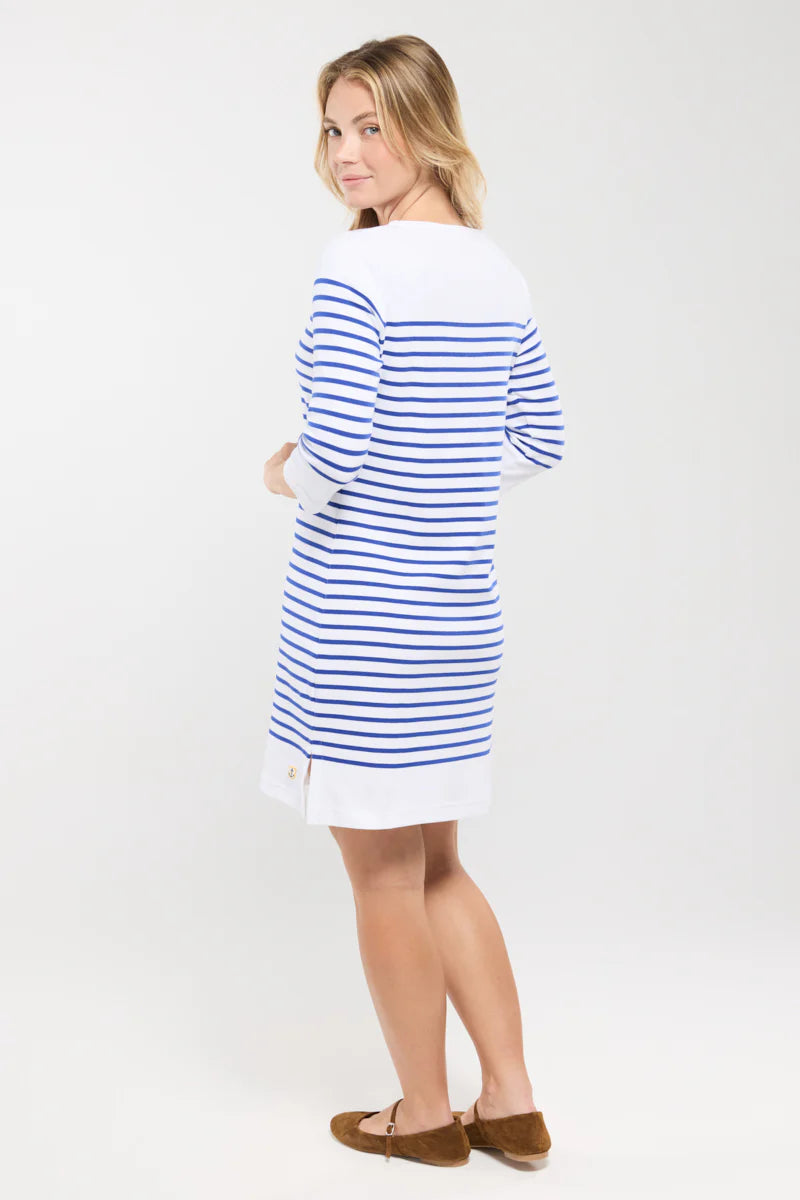 Robe-Ile-Tudy-en-coton-epais-blanc-etoile-dos