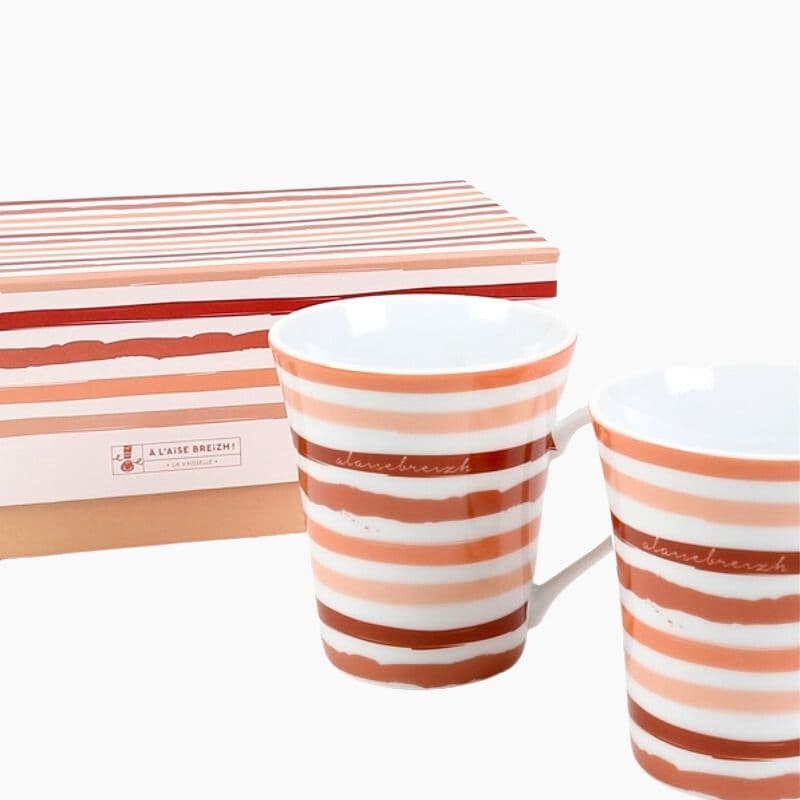 Set 2 Mugs Rayé Terracotta - A l'Aise Breizh packaging