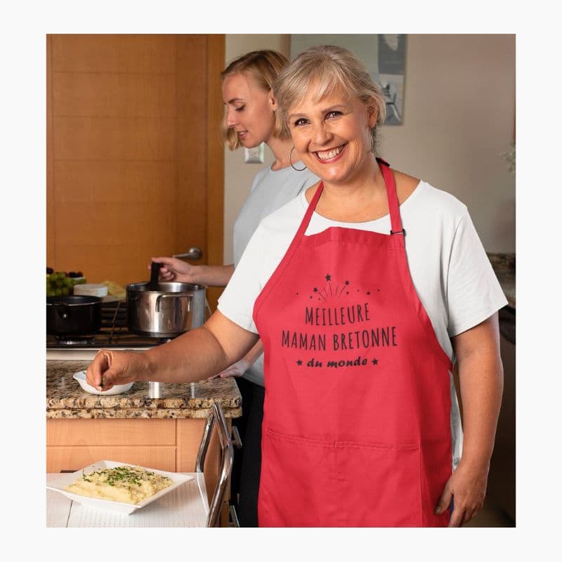 Tablier Meilleure Maman Bretonne du Monde blanc