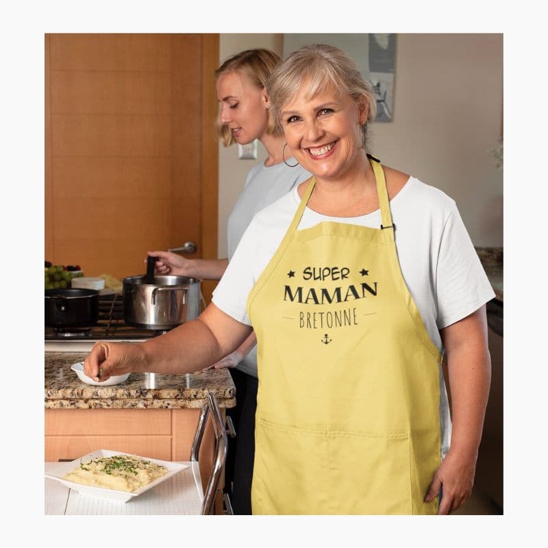 Tablier Super Maman Bretonne sable