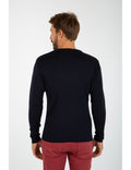 Pull marin Goulenez bleu marine uni vu de dos